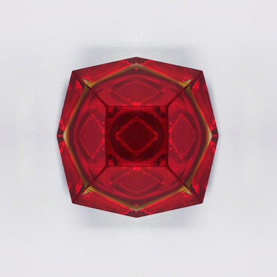 Image 1 of 1960s Gorgeous Red and Yellow Ashtray or Catch-All By Flavio Poli for Seguso