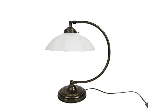 Banker's lamp - table lamp - opaline - brass - 3rd quarter of the 20th century