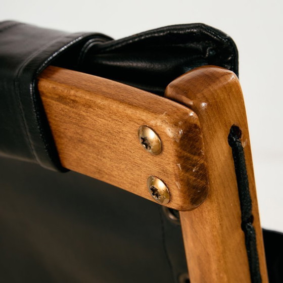 Image 1 of MK11199 Poltrona in faggio con rivestimento in pelle