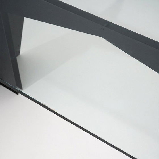 Image 1 of Glass and black metal table, 1970s