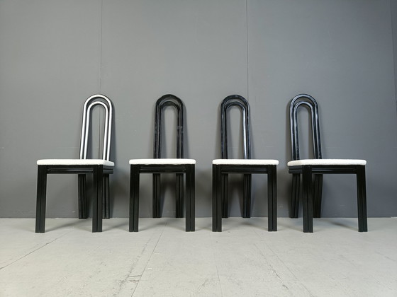 Image 1 of Ensemble de 4 chaises de salle à manger italiennes post-modernes, 1980S