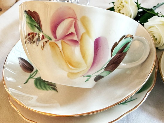 Image 1 of Lomonossow – Porzellan-Teeservice mit handbemalten Rosen
