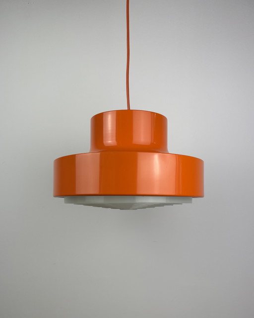 Orange Vintage Lamp, Danish Minimalist Pendant lamp, Space Age, Metal, Plastic, 1970s, Mid Century, UFO, 70s Scandinavian design
