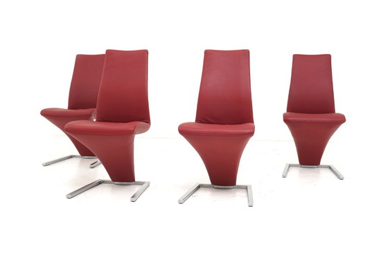 Image 1 of Rolf Benz 7800 Pelle rossa 4 sedie Sedie a sbalzo