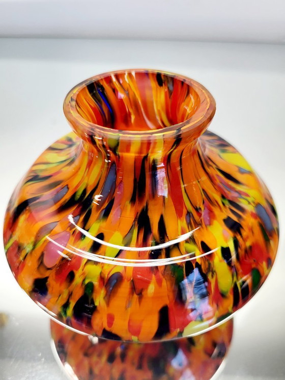 Image 1 of Art Deco spatter vaas, kralik glas, Tsjechië