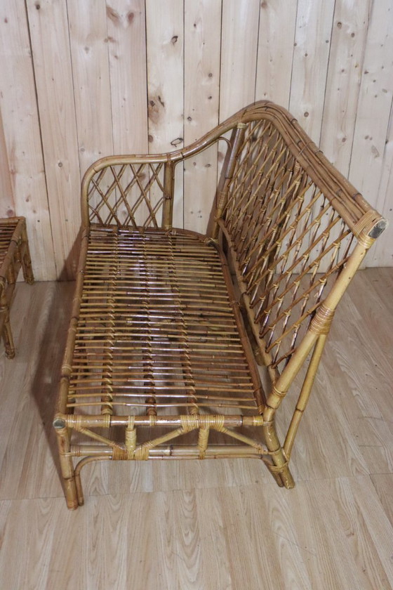 Image 1 of Divano angolare modulare in rattan vintage