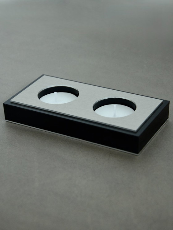 Image 1 of Candeliere in acciaio spazzolato, design Art Déco/Bauhaus