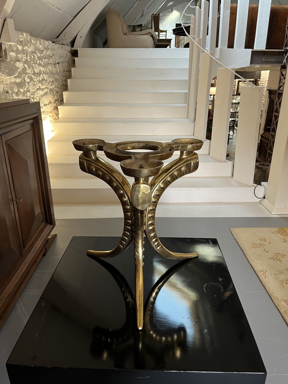 Image 1 of 70s side table in brass and glass