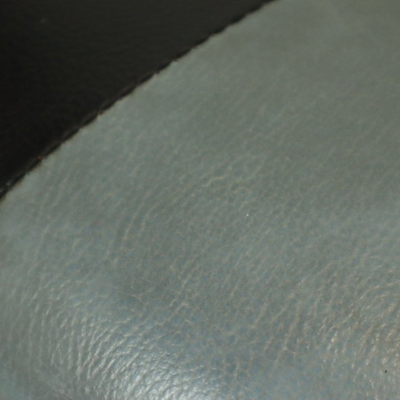 Image 1 of Ronde Vintage Poef Grijs Zwart Skai 