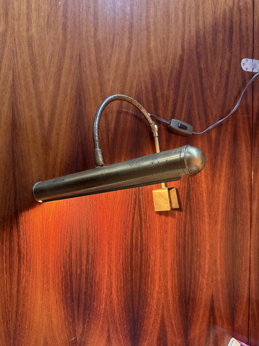 Schilderijlamp van messing uit het midden van de 20e eeuw – Vintage galerielamp