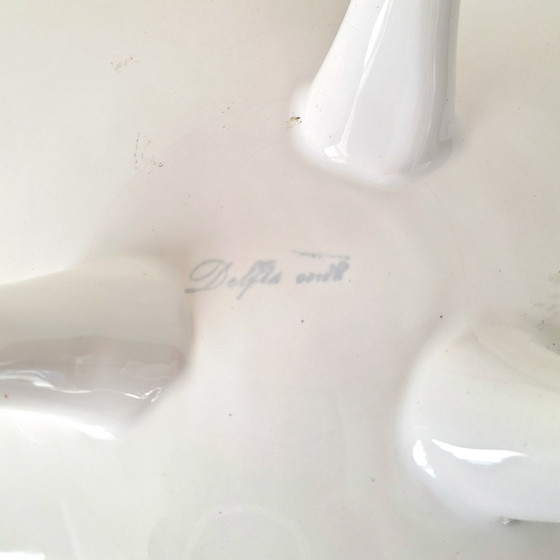 Image 1 of Vintage Delfts Wit Drielpoot Schaal met Spiraaldecor - 25 cm | Mid-Century Design