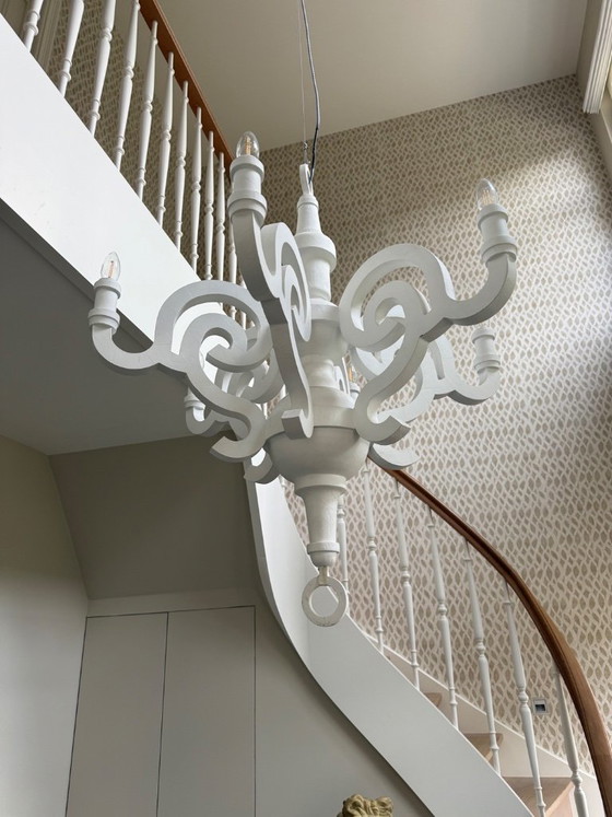 Moooi lustre en papier blanc L à six bras, Bois, Klassiek (photo 5 sur 7)