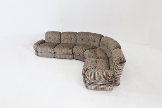Image 1 of Canapé d'angle modulaire italien vintage chromé des années 1970