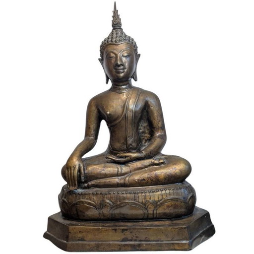 Large Antique Thai Bronze Buddha – 19th Century - 120 – beeldhouwkunst