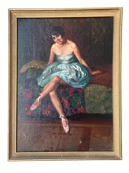 Oil on Canvas Ballerina Portrait, Neapolitan School, 1940s – schilderijen tekeningen