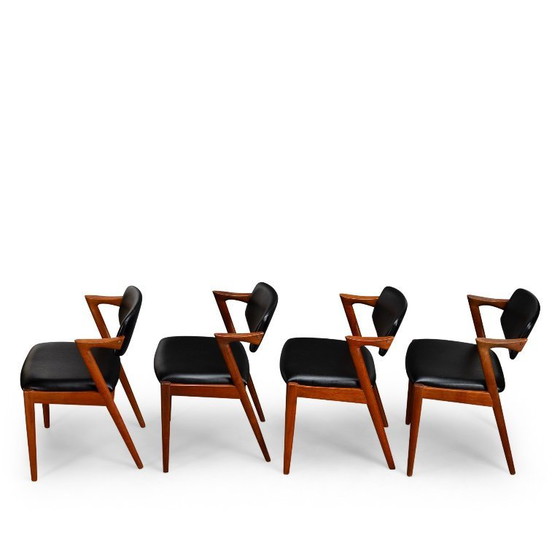 Image 1 of Silla Z de teca retapizada de Kai Kristiansen, juego de 4, década de 1960