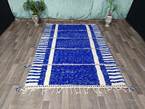 Tapis en laine nationale marocaine tissé a la main traditionnelle bleu taille 200/300 cm – Aime Té, Wool (photo 8 of 10)