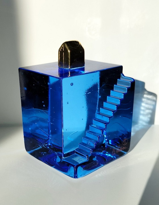 Image 1 of Sculpture en verre Kosta Boda "Escalier de la forteresse" de Bertil Vallien