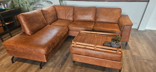 Trendhopper corner sofa with footstool and wooden table