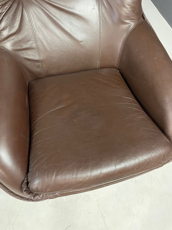 Image 1 of Paar leren draaifauteuils van PEEM, Finland, 1970