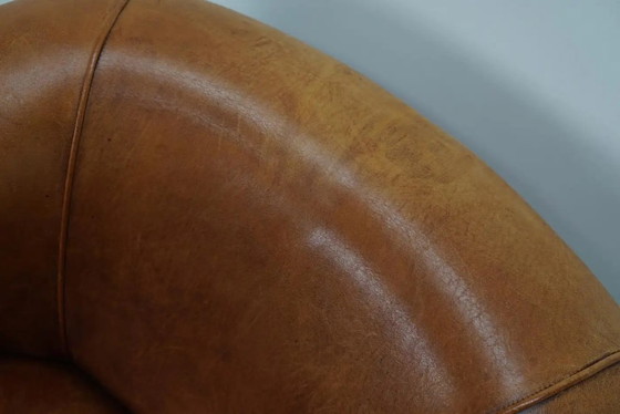 Image 1 of Vintage Nederlandse clubfauteuil in cognackleurig leer
