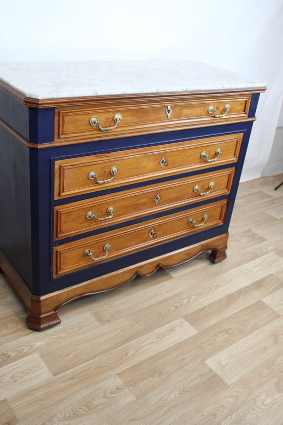 Image 1 of CASSETTIERA IN ROVERE CON PIANO IN MARMO GRIGIO XIX SECOLO FRANCIA