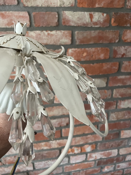 Image 1 of Plafondlamp met bloemenmotief en glazen ornamenten, jaren 50, Duitsland