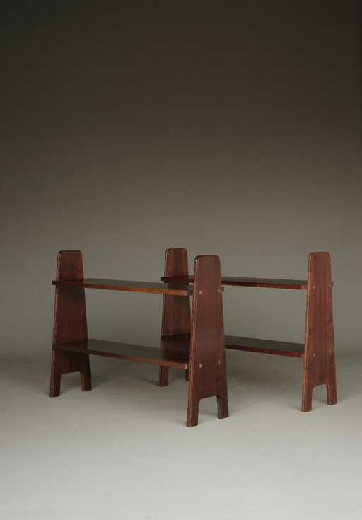 Mid-Century Freestanding Stackable Book Shelves, 1950s, Set of 2 – boekenkasten, Brass (photo 2 of 17)