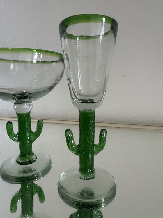 Image 1 of Vintage geblazen glazen cactus glazen