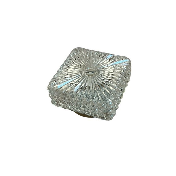 Vintage 1970-1980 small square transparent glass wall/ceiling light, Metal (photo 9 of 9)