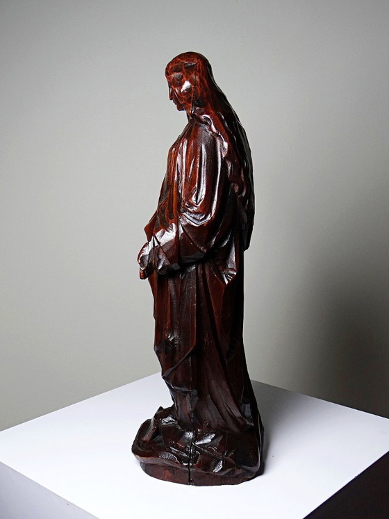 Image 1 of Antique religious sculpture of the Virgin Mary in carved wood, Immaculate Conception