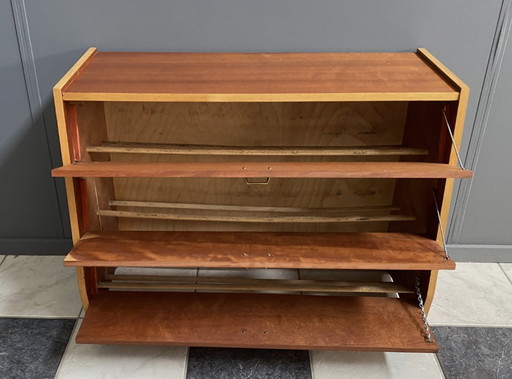 Danish style wood shoe cabinet 1960s