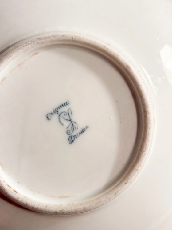 Pair of Hand-painted Dresden Porcelain Demitasse Cups, 1950s, Crockery, Rococo (photo 12 of 14)