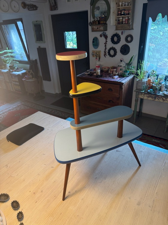 Mid-Century Meerlaagse Plantentafel – Jaren 50/60 Atomic Formica – Hout, lamine (photo 2 of 8)