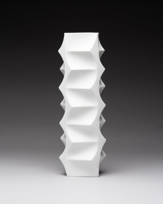 Image 1 of HUTSCHENREUTHER Biskuitporzellan Ikonische ARCHAIS Vase Heinrich FUCHS Op Art
