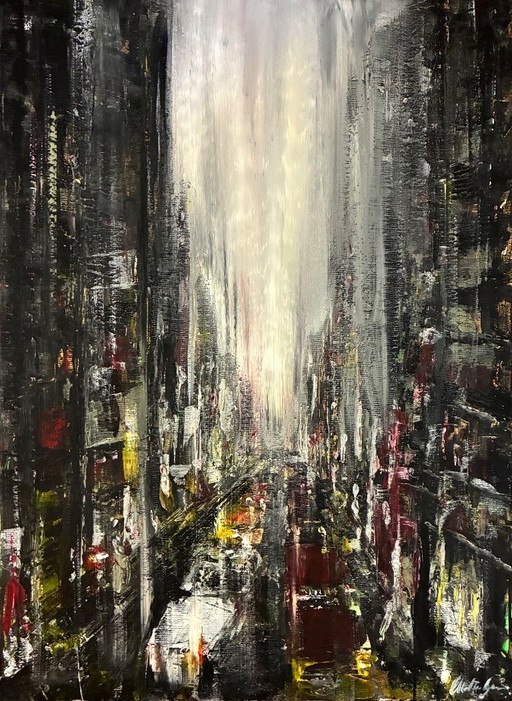 Quadro dipinto moderno materico firmato Walter Geraci - City Fog