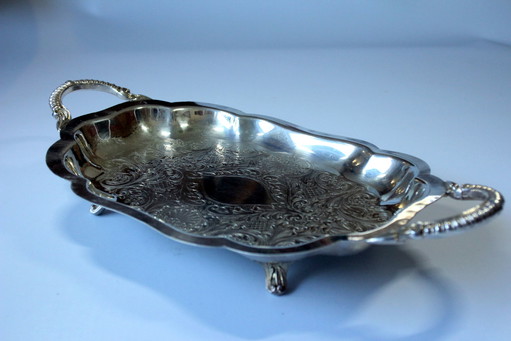Bandeja de servicio inglesa con patas Lancaster Plata sobre Cobre