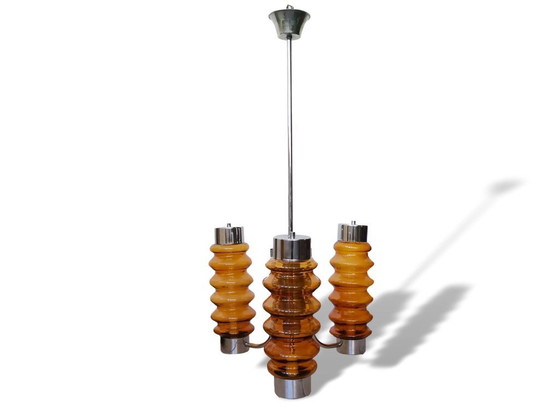 Image 1 of Mid Century Modern layered chandelier oversized 