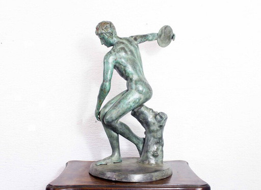 Bronzen beeld van Myron's Discobolus uit de jaren 50/60