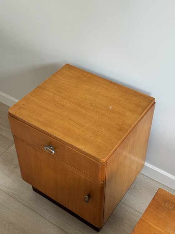 Vintage Art Deco Bedside Cabinets – Set of 2 – Nightstands, Wood (photo 6 of 7)