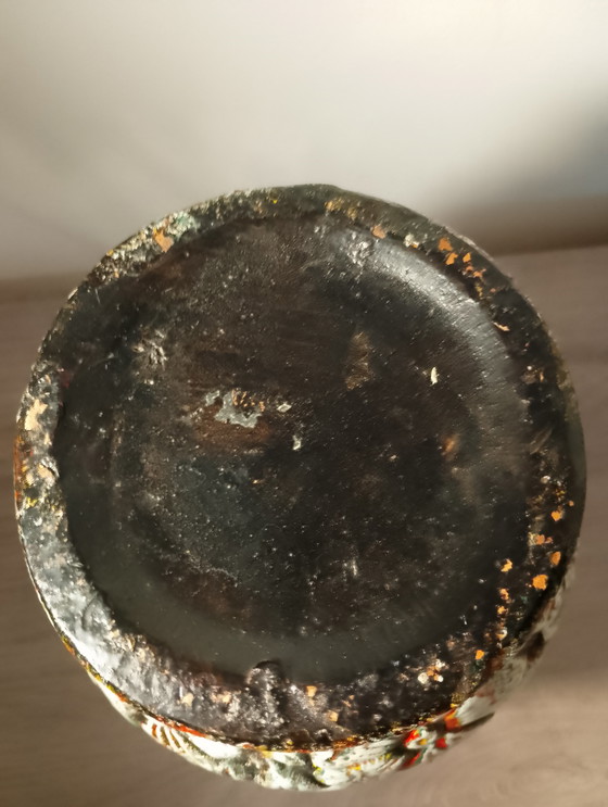 Image 1 of Vintage Fat Lava Roth Keramick vaas, model 311, met bloemenreliëfdecoratie, Duitsland