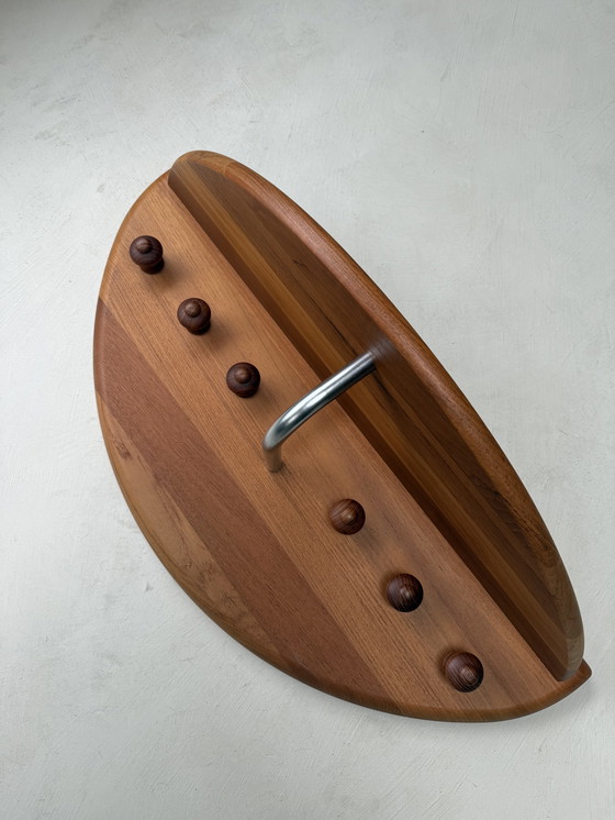 Image 1 of Vintage Danish solid teak wall coat rack from CFC Silkeborg