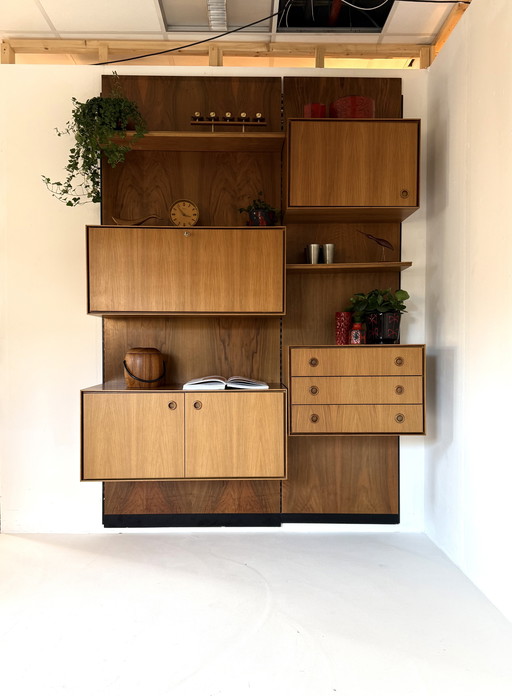 Vintage XL modular walnut wall system '80