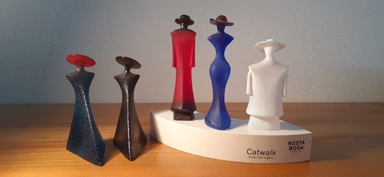 Image 1 of Rare Set Kosta Boda Kjell Engman " Catwalk " (Marche)