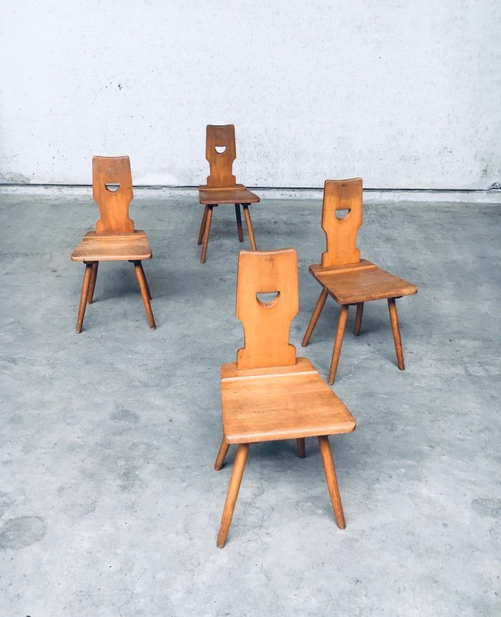 Image 1 of Vintage Belgische brutalistische design pub-caféstoelenset van Torck, België jaren 60