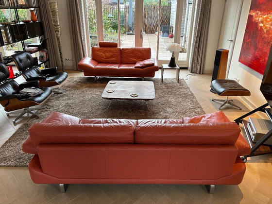 Image 1 of Sofás Leolux Maharaja de 2 y 3 plazas en piel naranja