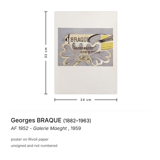 Image 1 of Georges BRAQUE AF 1952 - Cartel de la Galería Maeght 1959