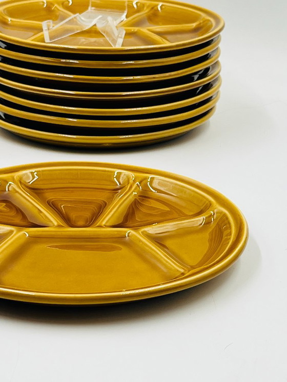 Lot de 6 Assiettes Fondue Gien Caramel Vintage – Vaisselle, Ceramic (photo 8 of 10)