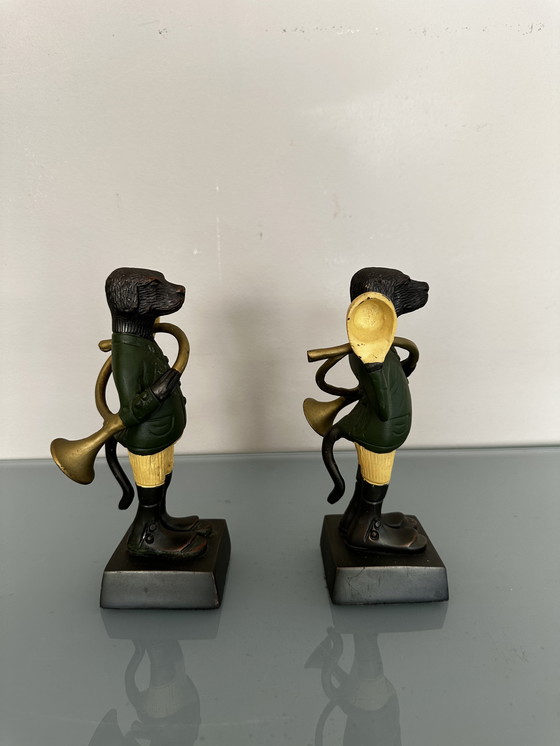 Image 1 of Französische Liebhaber-Statuen aus grüner Bronze