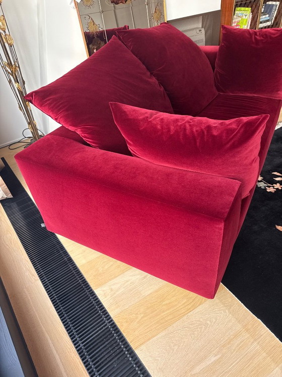 Divano Edra, Velluto rosso, Divani 3 posti, Modern (foto 3 di 6)
